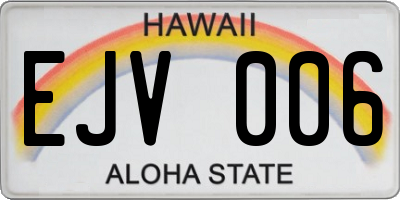 HI license plate EJV006