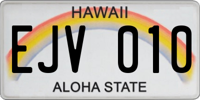 HI license plate EJV010