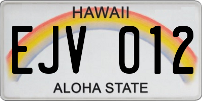 HI license plate EJV012