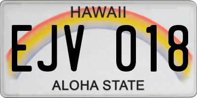 HI license plate EJV018