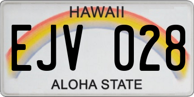 HI license plate EJV028