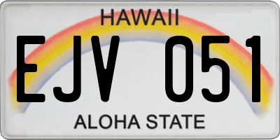 HI license plate EJV051