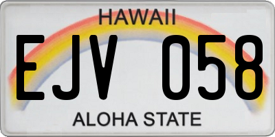 HI license plate EJV058