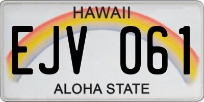 HI license plate EJV061