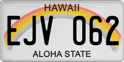 HI license plate EJV062