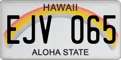 HI license plate EJV065
