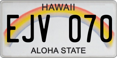 HI license plate EJV070