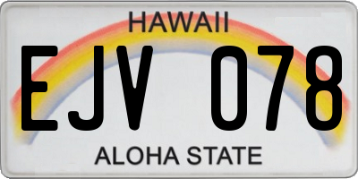HI license plate EJV078