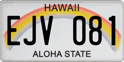 HI license plate EJV081