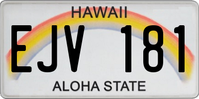 HI license plate EJV181