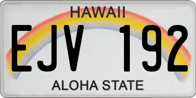 HI license plate EJV192