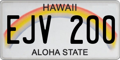 HI license plate EJV200