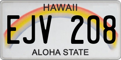 HI license plate EJV208