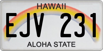 HI license plate EJV231