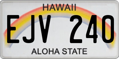 HI license plate EJV240