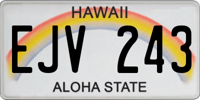 HI license plate EJV243