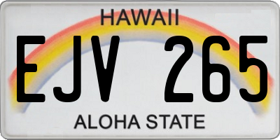 HI license plate EJV265