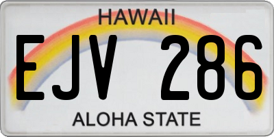 HI license plate EJV286