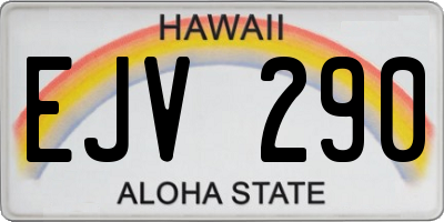 HI license plate EJV290