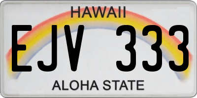 HI license plate EJV333