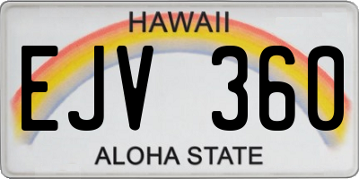 HI license plate EJV360