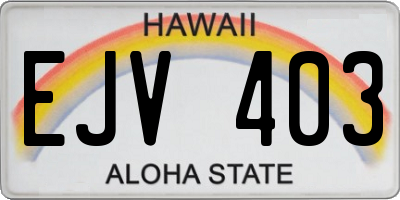 HI license plate EJV403