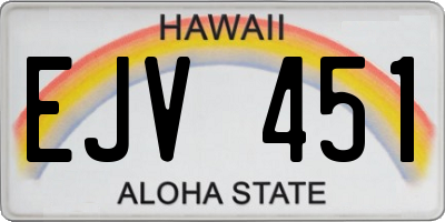HI license plate EJV451