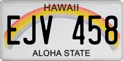 HI license plate EJV458