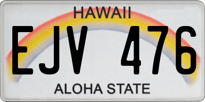 HI license plate EJV476