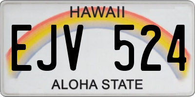 HI license plate EJV524