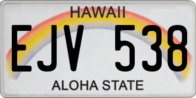 HI license plate EJV538