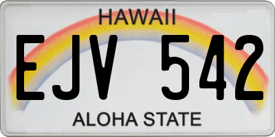 HI license plate EJV542