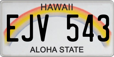 HI license plate EJV543