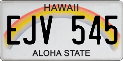 HI license plate EJV545