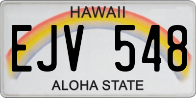 HI license plate EJV548