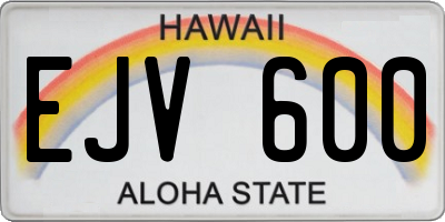 HI license plate EJV600
