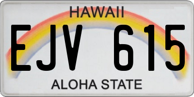HI license plate EJV615