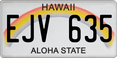HI license plate EJV635