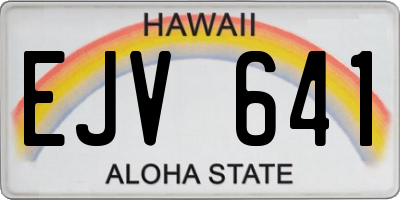 HI license plate EJV641
