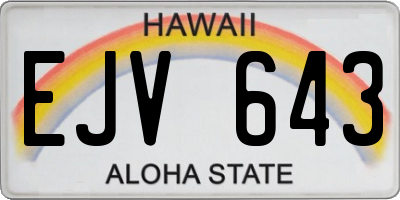 HI license plate EJV643