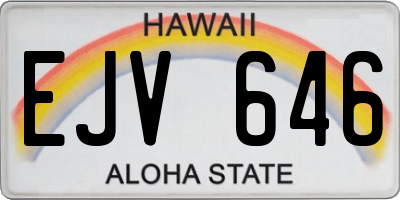 HI license plate EJV646