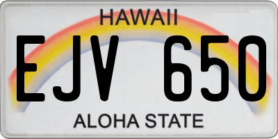 HI license plate EJV650