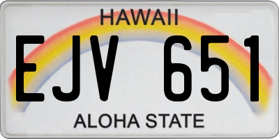 HI license plate EJV651