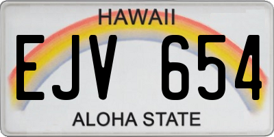 HI license plate EJV654