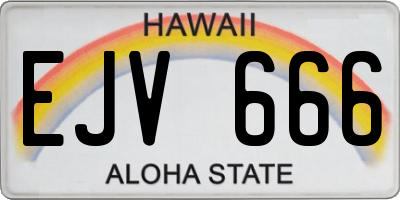 HI license plate EJV666