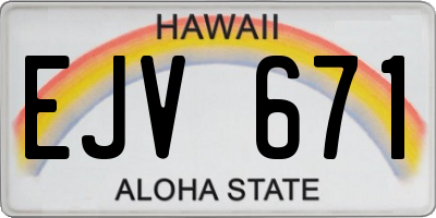 HI license plate EJV671