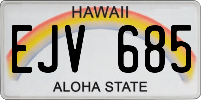 HI license plate EJV685