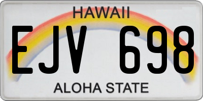 HI license plate EJV698