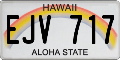 HI license plate EJV717