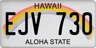 HI license plate EJV730